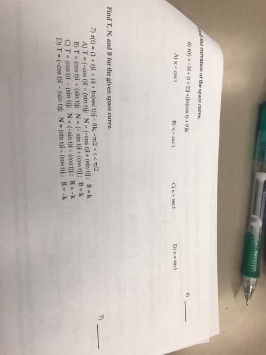 Solved The Curvature Of The Space Curve 6 Rt 3i T 2 J Chegg Com