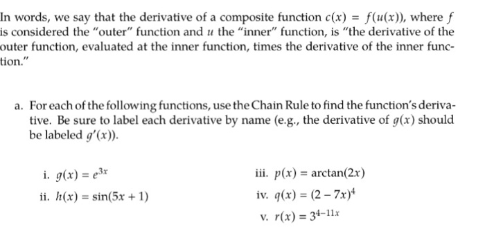 Solved In Words We Say That The Derivative Of A Composit Chegg Com