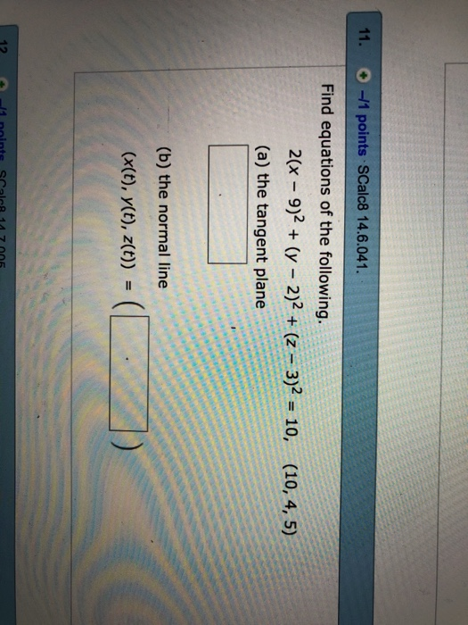 Solved 11 1 Points Scalc8 146041 Find Equations Of Th