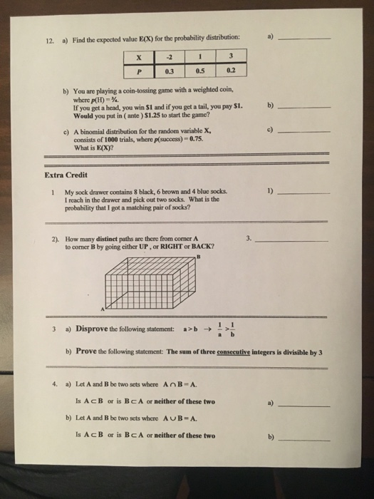 Homework probability expected value answers image