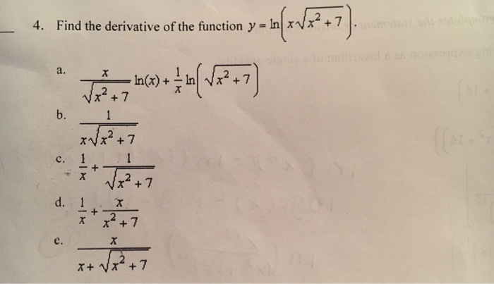 Solved Find The Derivative Of The Function Y Ln X Chegg Com