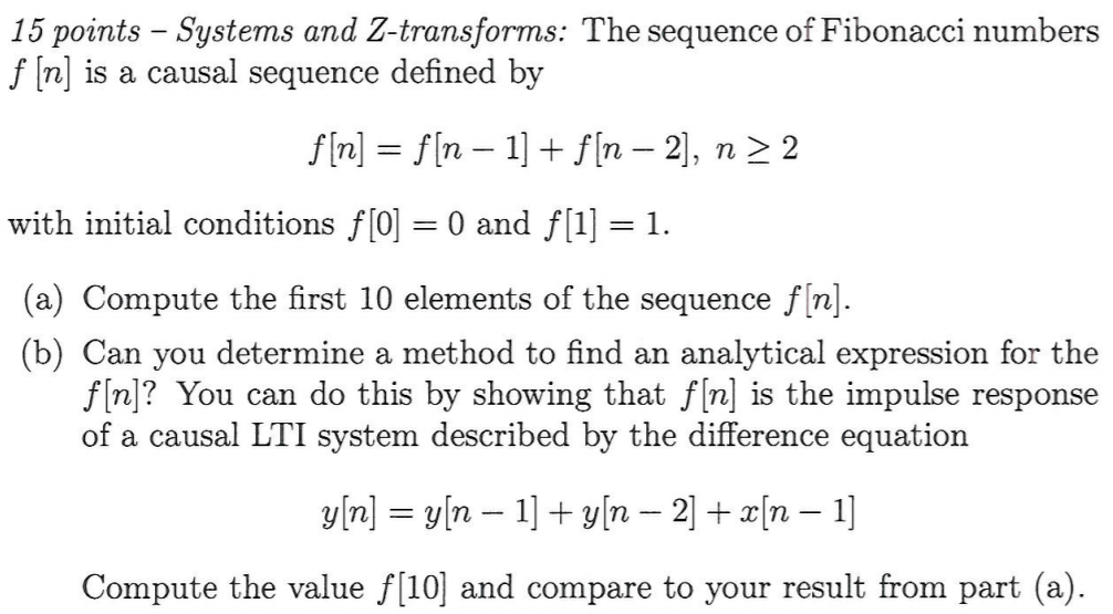 Solved 15 Points Systems And Z Transforms The Sequence Of Chegg Com
