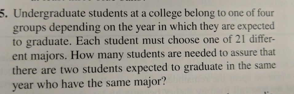 Solved 5. Undergraduate students at a college belong to one 