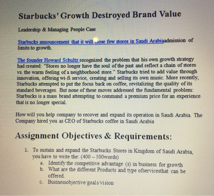 objectives of starbucks coffee company