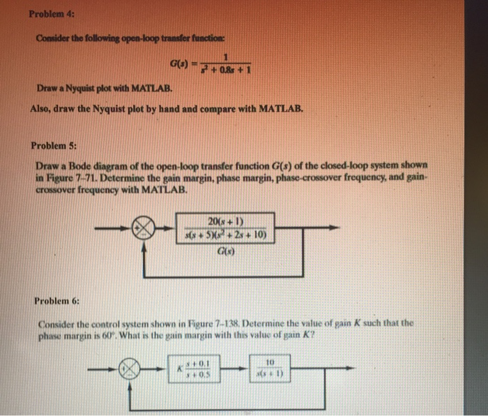 Solved Problem 4 Consider The Following Open Loop Transfer Chegg Com