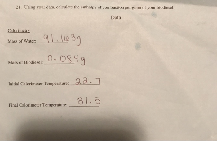 Solved I Need Help In Finding The Enthalpy Of Combustion Chegg Com