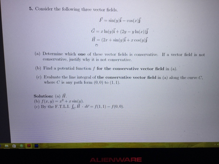 Solved Consider The Following Three Vector Fields F Si Chegg Com