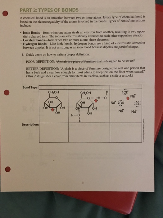 Solved Part 2 Types Of Bonds A Chemical Bond Is An Attra