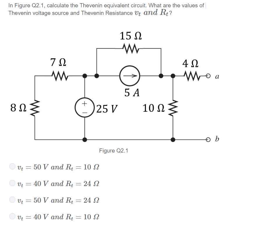 Solved In Figure Q2 1 Calculate The Thevenin Equivalent Chegg Com