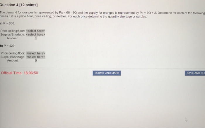 Solved Question 4 12 Points The Demand For Oranges Is R