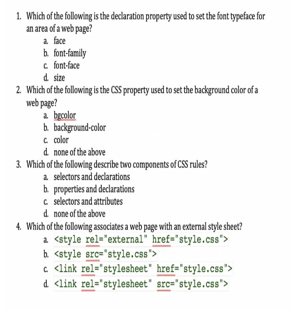 Solved 1. Which of the following is the declaration property 