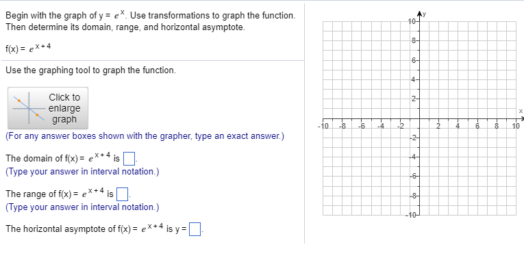Solved Begin With The Graph Of Y E Use Transformations To Chegg Com