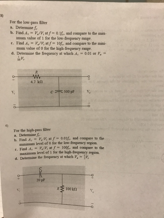 Solved 3 For The Low Pass Filter A Determine Fe B Find Chegg Com