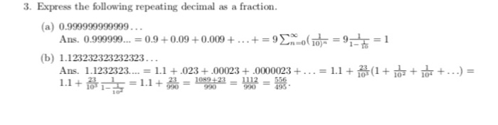 Solved 3 Express The Following Repeating Decimal As A Fr Chegg Com