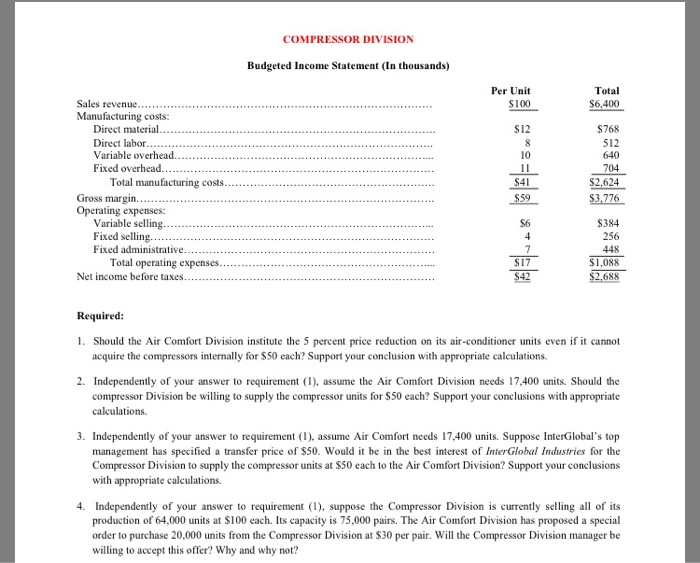 Solved Interglobal Industries Interglobal Industries Is A