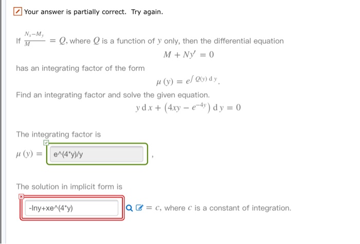 Your Answer Is Partially Correct Try Again N My Chegg Com