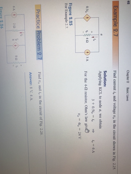 Solved 42 Chapter 9 Basic Laws Example 2 7 Find Current Io Chegg Com