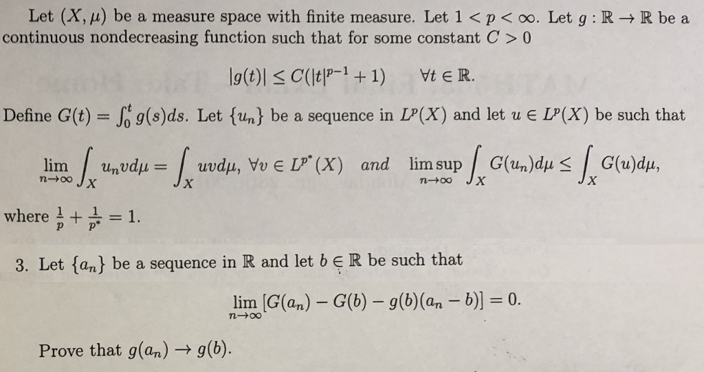 Solved Let X M Be A Measure Space With Finite Measure Chegg Com