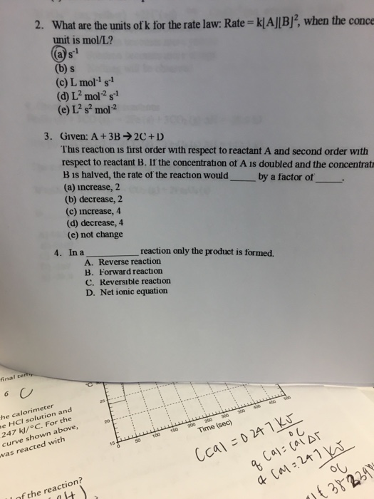 Solved What Are The Units Of K For The Rate Law Rate K Chegg Com