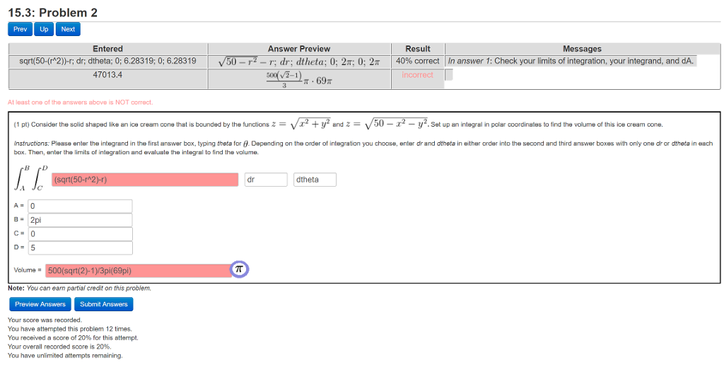 Solved 15 3 Problem 2 Prev Up Next Entered Sqrt 50 R Chegg Com