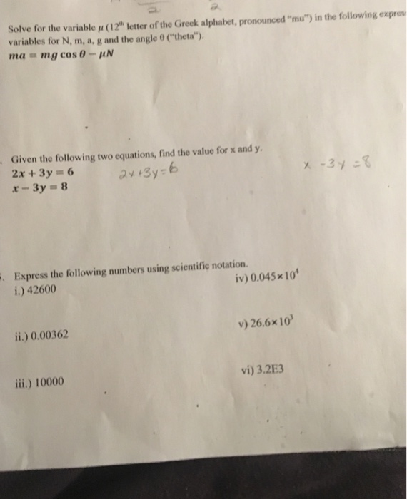 Solved Solve Fr The Variable M 12 Letter Of The Greek A Chegg Com