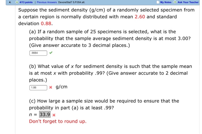 Solved Suppose The Sediment Density G Cm Of A Randomly Chegg Com