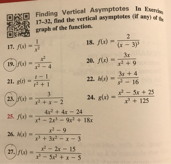 Finding Vertical Asymptotes In Exercises 17 32 Find Chegg Com