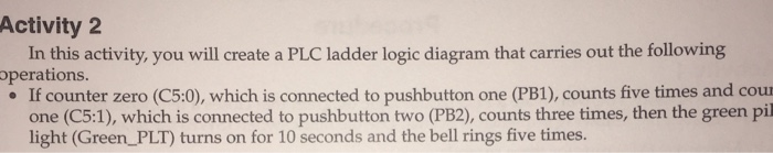 Activity 2 In this activity, you will create a PLC ladder logic diagram that carries out the following operations e If counte