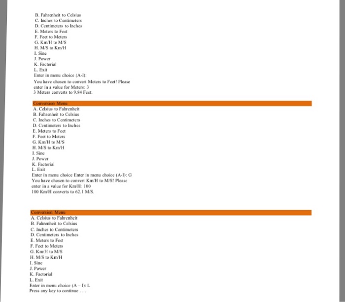 Solved E 1 Switch Based Menu With Loop Only For This Que Chegg Com