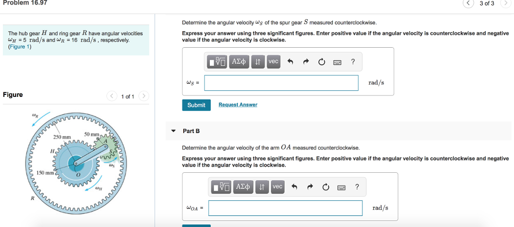 Solved Problem 16 97 3 Of 3 Determine The Angular Velocit Chegg Com