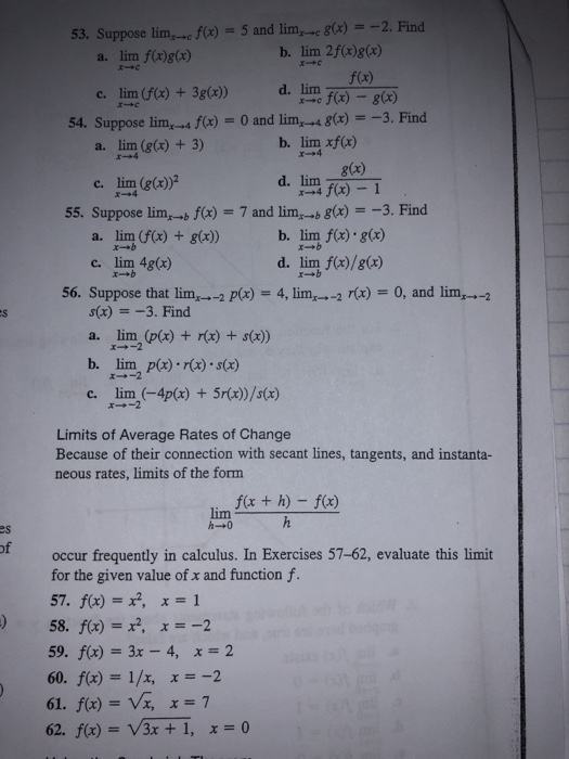 Solved 53 Suppose Lim Cf X 5 And Lim G R 2 Find B Chegg Com