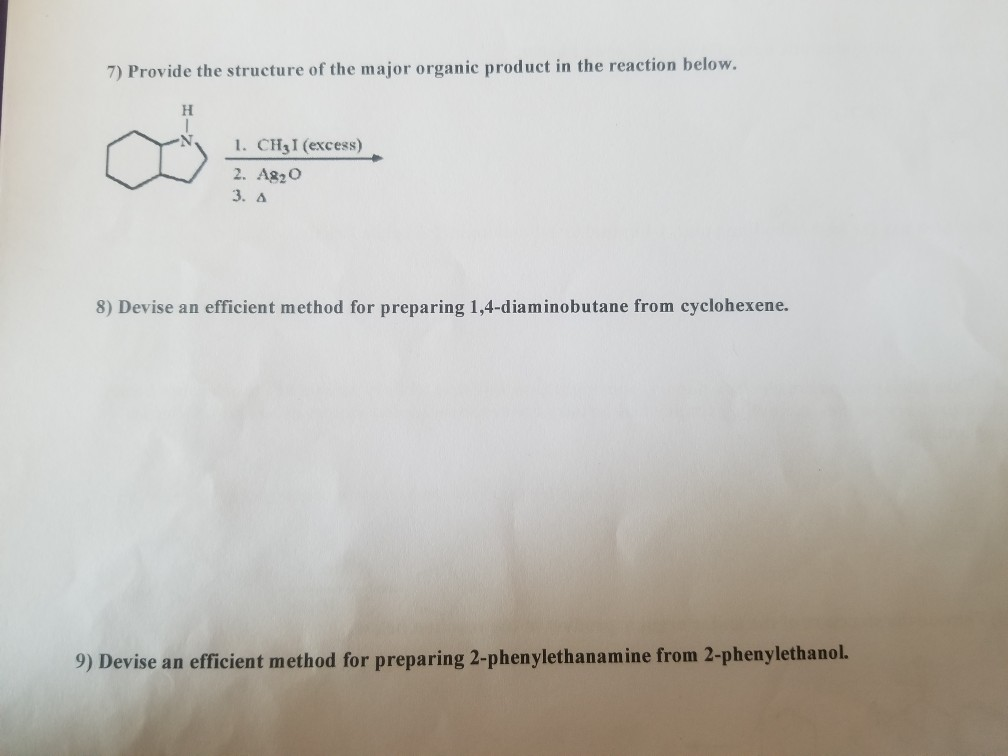 Structure Prod Organic Of ... 7) Provide Solved: Major The The