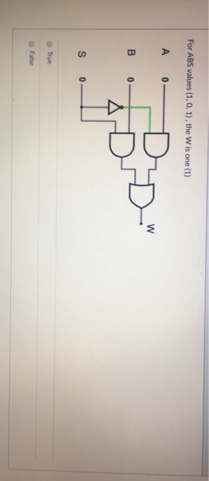 For ABS values (1, 0, 1), the W is one (1) A 0 O False