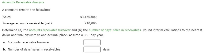 Accounts Receivable Analysis A Company Reports The Chegg Com