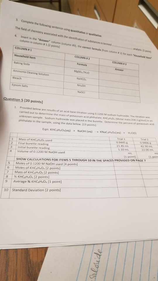 ... Following Solved: Sentence The Complete Quantitat 3. Using