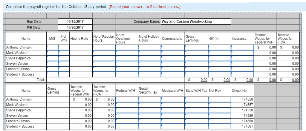 Appendix A Continuing Payroll Project: Wayland Cus 