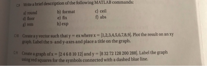 Solved Write A Brief Description Of The Following Matlab