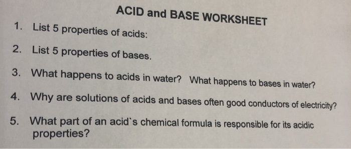 properties of acids and bases