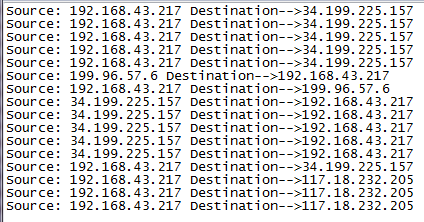 Source: 192.168.43.217 Destination--34.199. 225.157 Source: 192.168.43.217 Destination--34.199. 225.157 Source: 192.168.43.21