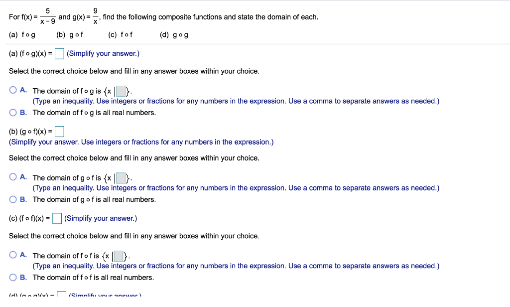 Solved For F X And G X Find The Following Composite Chegg Com