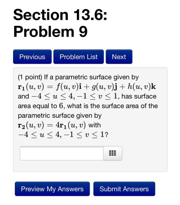 Solved If A Parametric Surface Given By R 1 U V F U Chegg Com