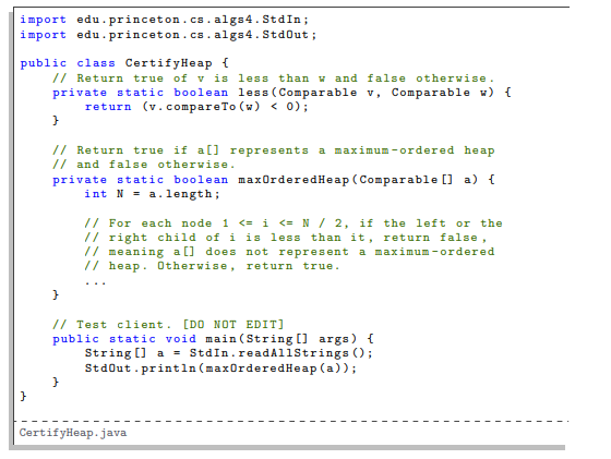 Solved Exercise 1 Certify Heap Implement Static Method Maxorderedheap Certifyheapjava Takes Array Q