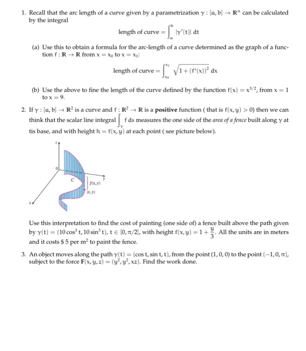 Solved Recall That The Arc Length Of A Curve Given By A P Chegg Com