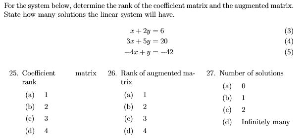Solved: For The System Below, Determine The Rank Of The Co ...