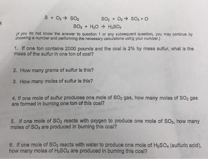 Solved SO3 H2O H2SO4 (f You Do Not Know The Answer To Que