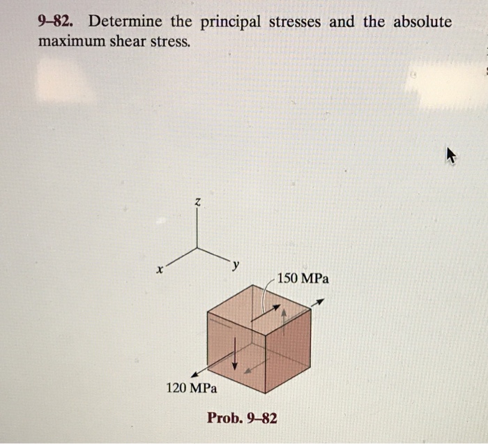 Solved 9-82. Determine the principal stresses and the | Chegg.com