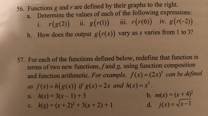 Solved 56 Functions G And R Are Defined By Their Graphs Chegg Com