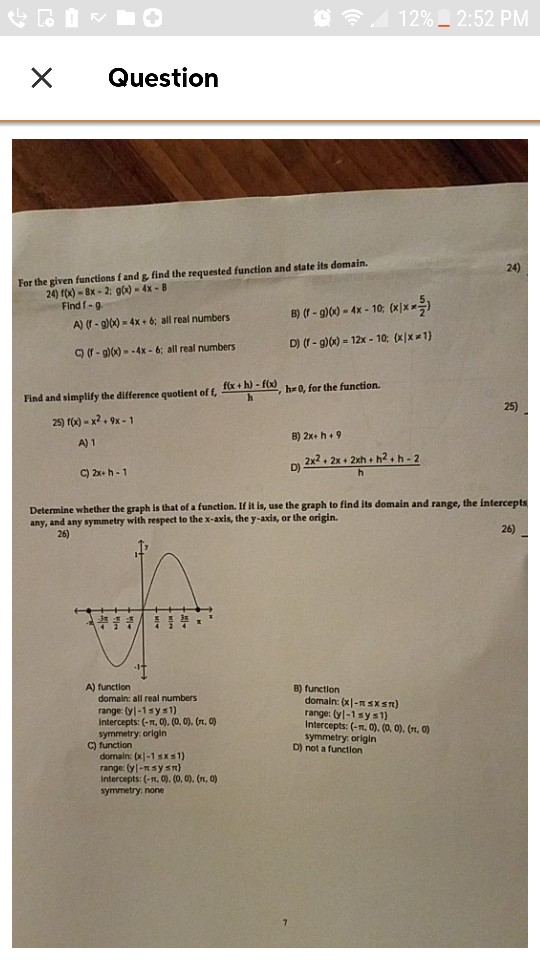 Solved 11 2901 2 52 Pm X Question 24 For The Given F Chegg Com