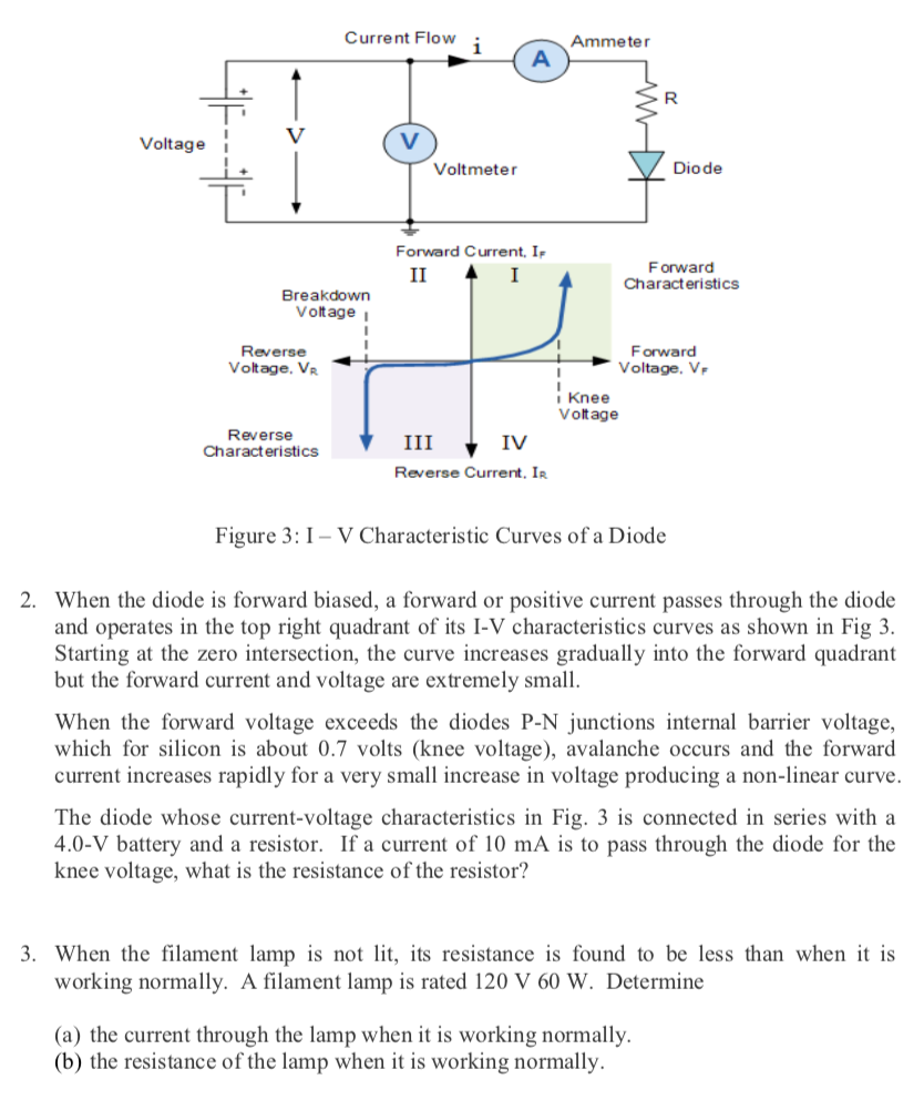 Solved Current Flow- Ammeter Voltage Voltmeter Diode Forward