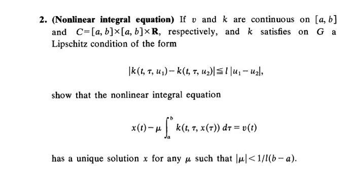 2 Nonlinear Integral Equation If V And K Are Co Chegg Com